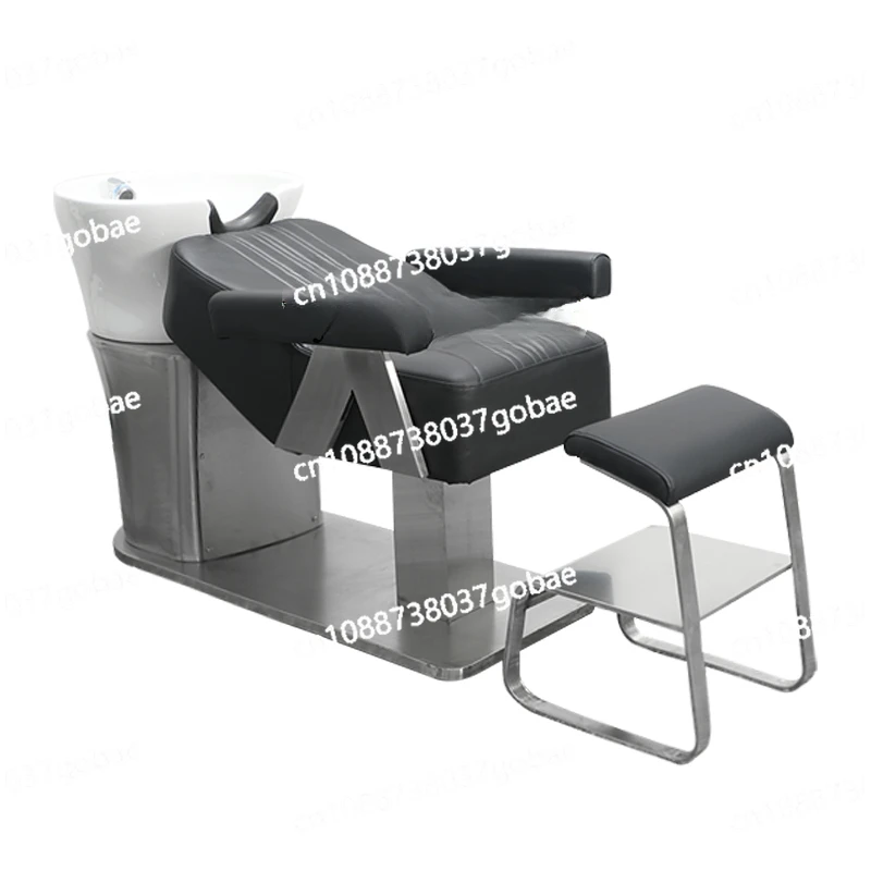 ZC Barber Shop Shampoo Chair Hair Salon Simple Ceramic Basin Half Lying Flushing Bed