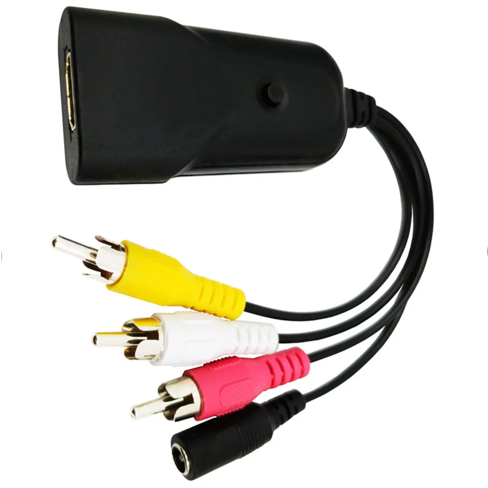 

to TV Composite Rca Av Video Converter Adapter Black Support 1080P Ntsc Pal Plug Play Low Power Scaler Cable