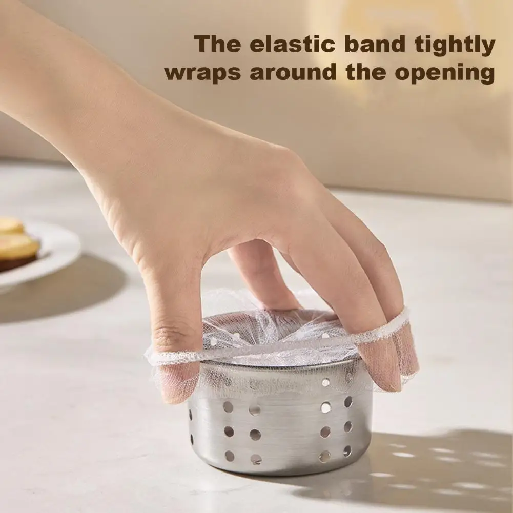 Sink Filter Basket Elastic Sink Strainer 100pcs Disposable Sink Filter Mesh Bags Kitchen Strainer Drain Hole Liners