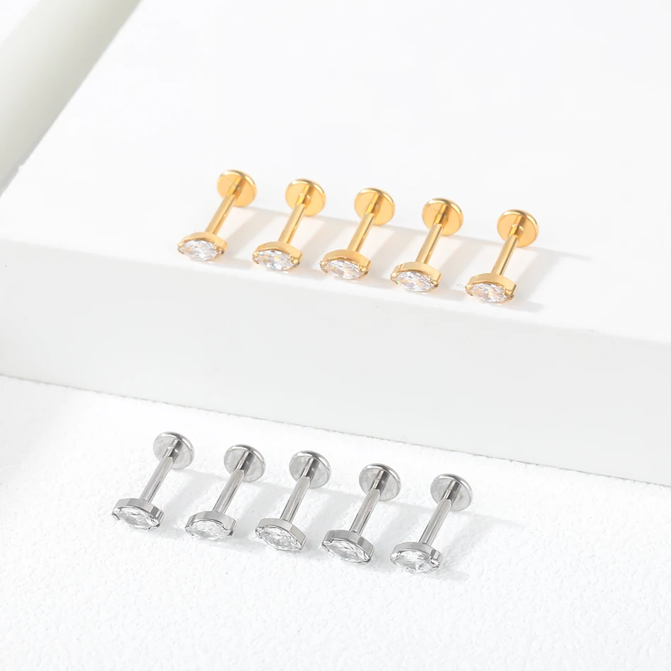 1 Stück G23 Titan Ohr Tragus Ohrstecker Innengewinde CZ Kristall Labret Ring Knorpel Helix Piercing Körperschmuck 16G – Detail 29