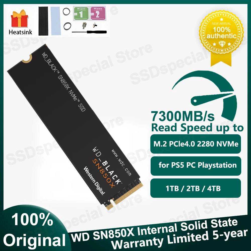 Original WD BLACK SN850X NVMe Internal Gaming SSD 1TB 2TB Solid State Drive Gen4 PCIe M.2 2280 Up to 7300 MBs for Desktop Laptop