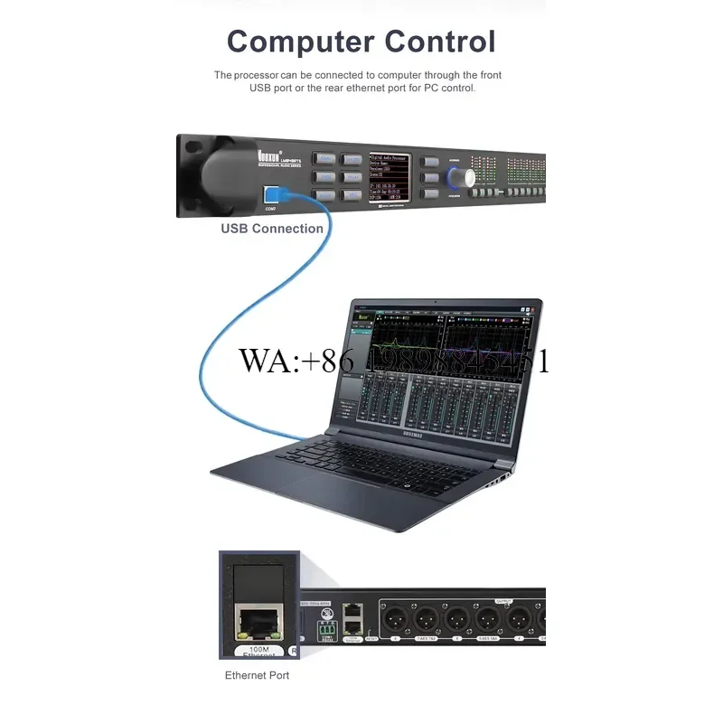 WMWMNU Professional Rack PA2 Digital Audio Processor DSP Loud Speaker Management with Fir Filter for Optimal Audio Experience