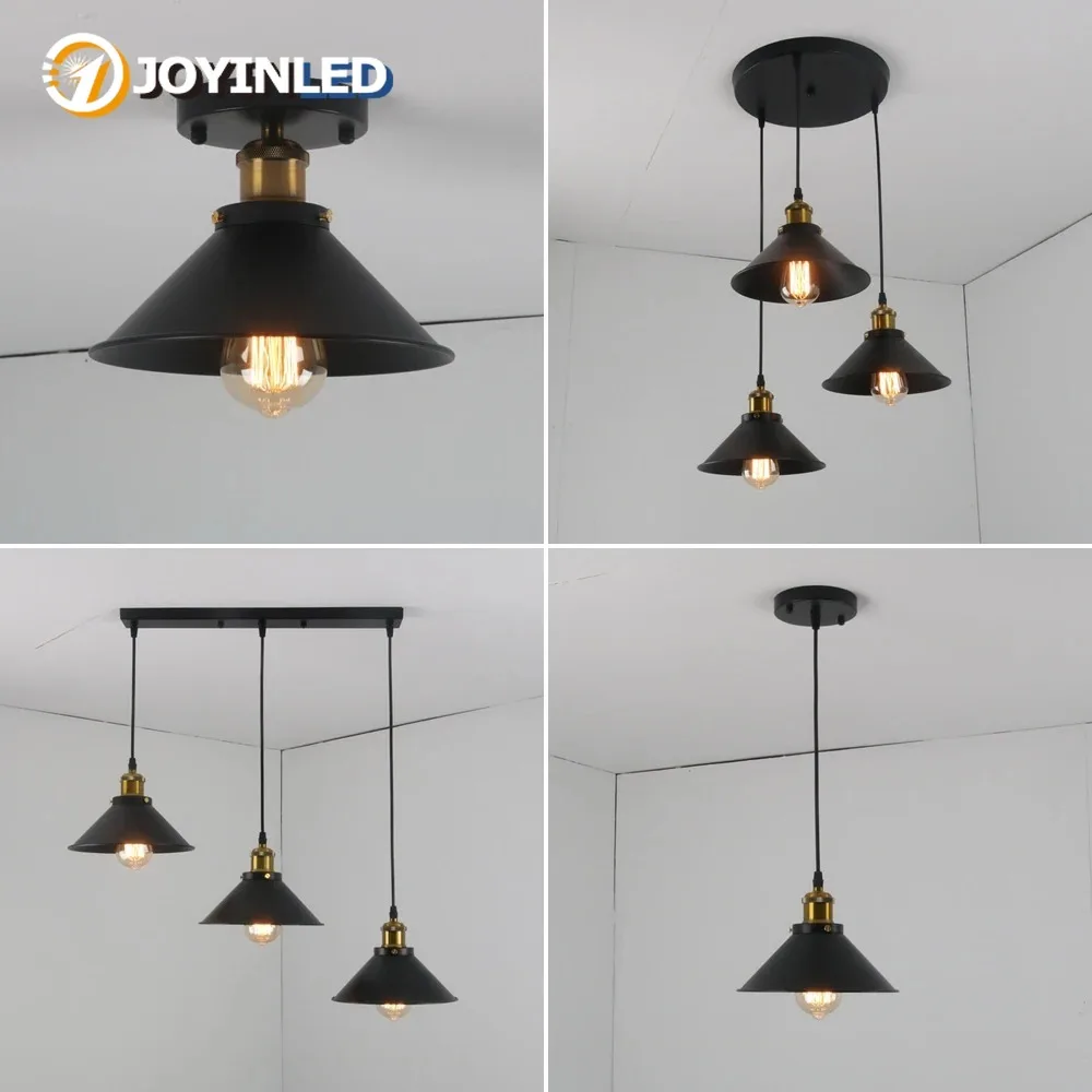 JOYINLED Vintage Industrial Pendant Light Rustic Flush Mount Light Metal Lamp Fixture village Style Creative Retro Light Lamps