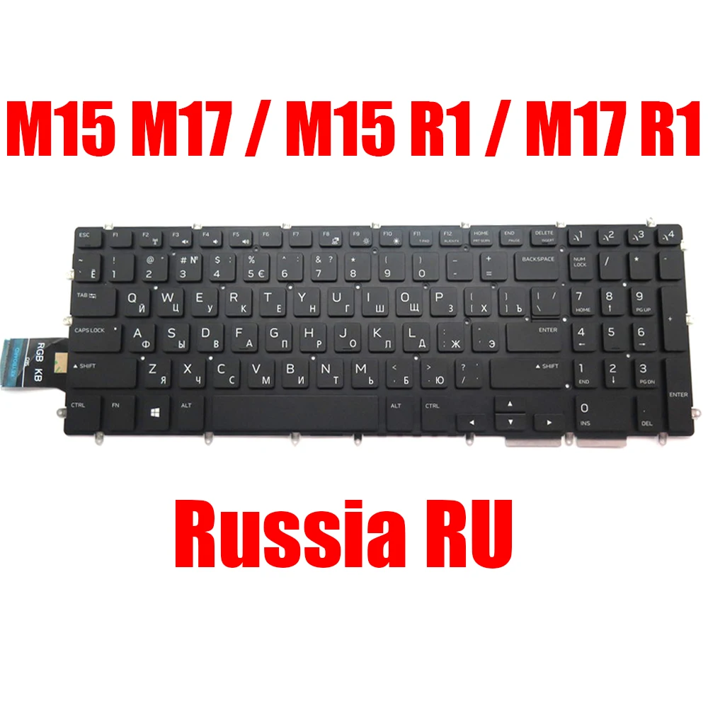 

Russia RU Laptop Keyboard For Alienware M15 M17 / M15 R1 / M17 R1 / ALW15M ALW17M 0FK8H3 FK8H3 0KN4-0D1RU12 Black With Backlit