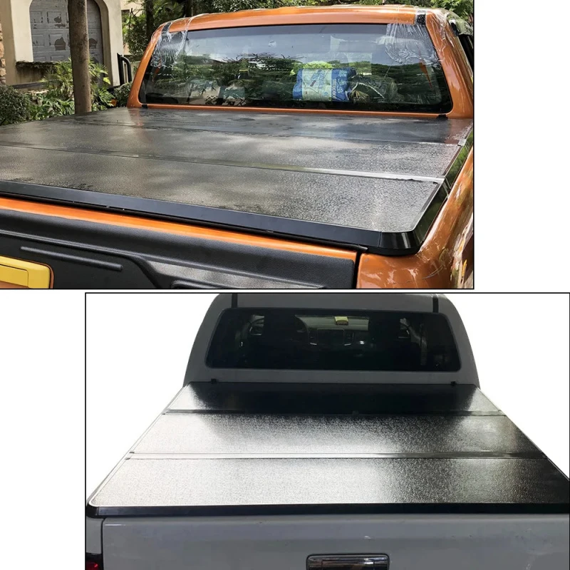 

Aluminum Alloy Tri-Fold Tonneau Cover with Lock No-Drill Installation Waterproof Electric/Manual Operation for Poer Pickup Truck