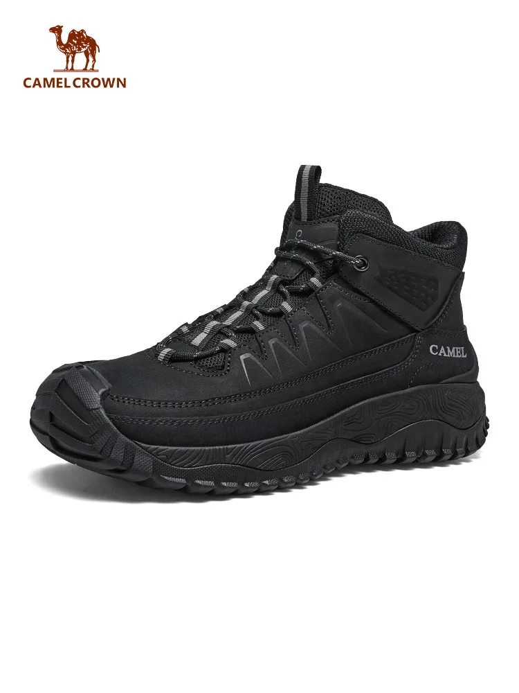 Golden Camel Cow Leather Hiking Boots Autumn Winter Men Outdoor Non-slip Wear Resistant EVA Cushioning Breathable Climbing Shoes