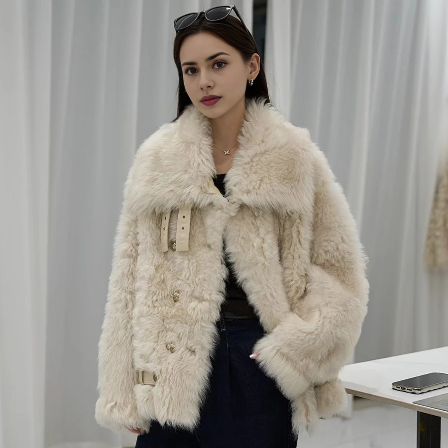 Echtpelz Jacken Für Frauen Winter Mongolischen Schafe Mantel Braun Lockige Lamm Pelzmantel Mode Warme Neuheiten