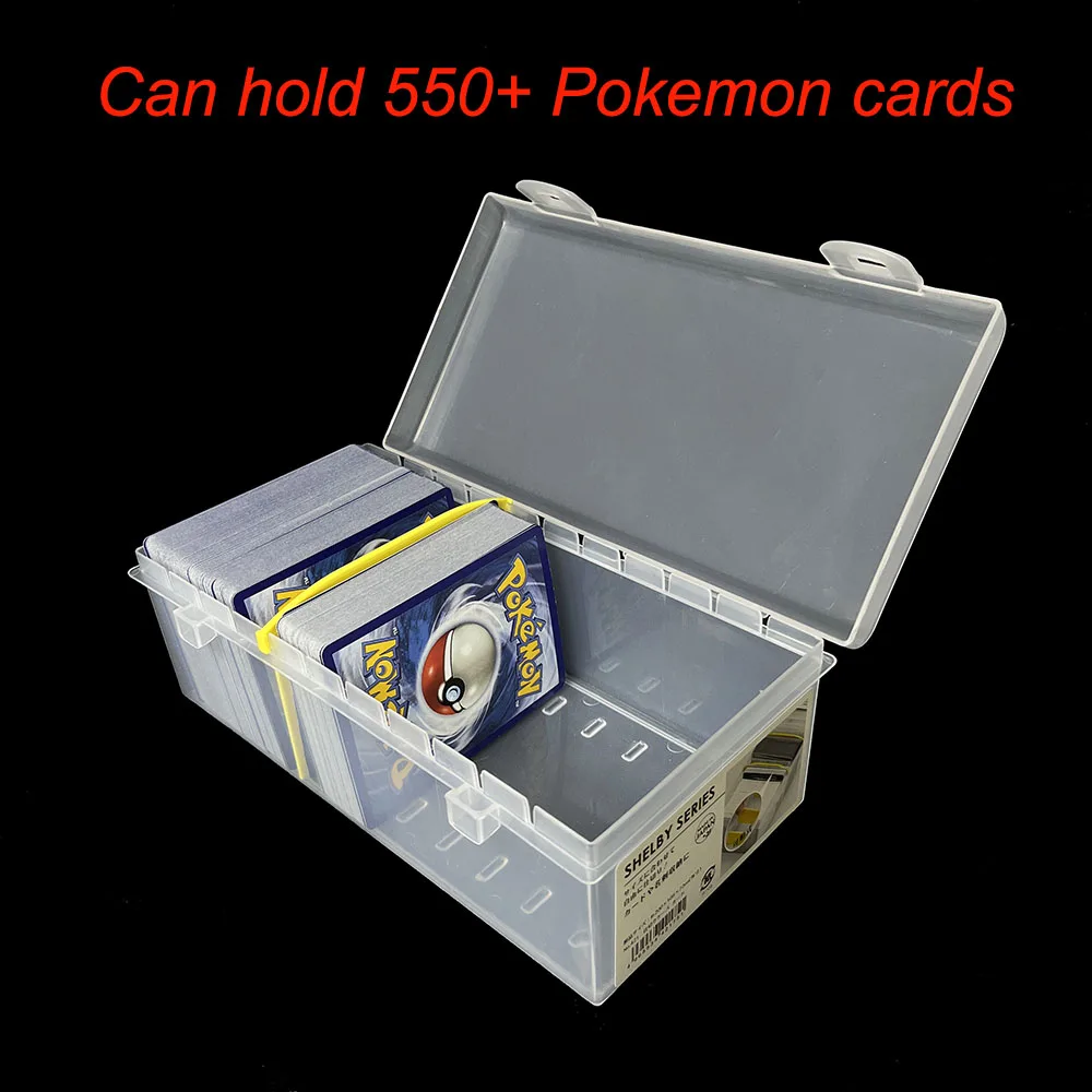 Clear Plastic Compartmentalized Organizer Box Holds 550+ Game Cards Storage Box with Adjustable Divider for PTCG/MGT Cards