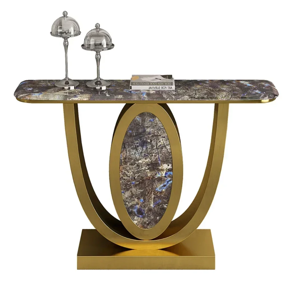 TAO Light Luxury Stainless Steel Luminous Entrance Cabinet Transparent Super Crystal Marble Ultra Narrow =