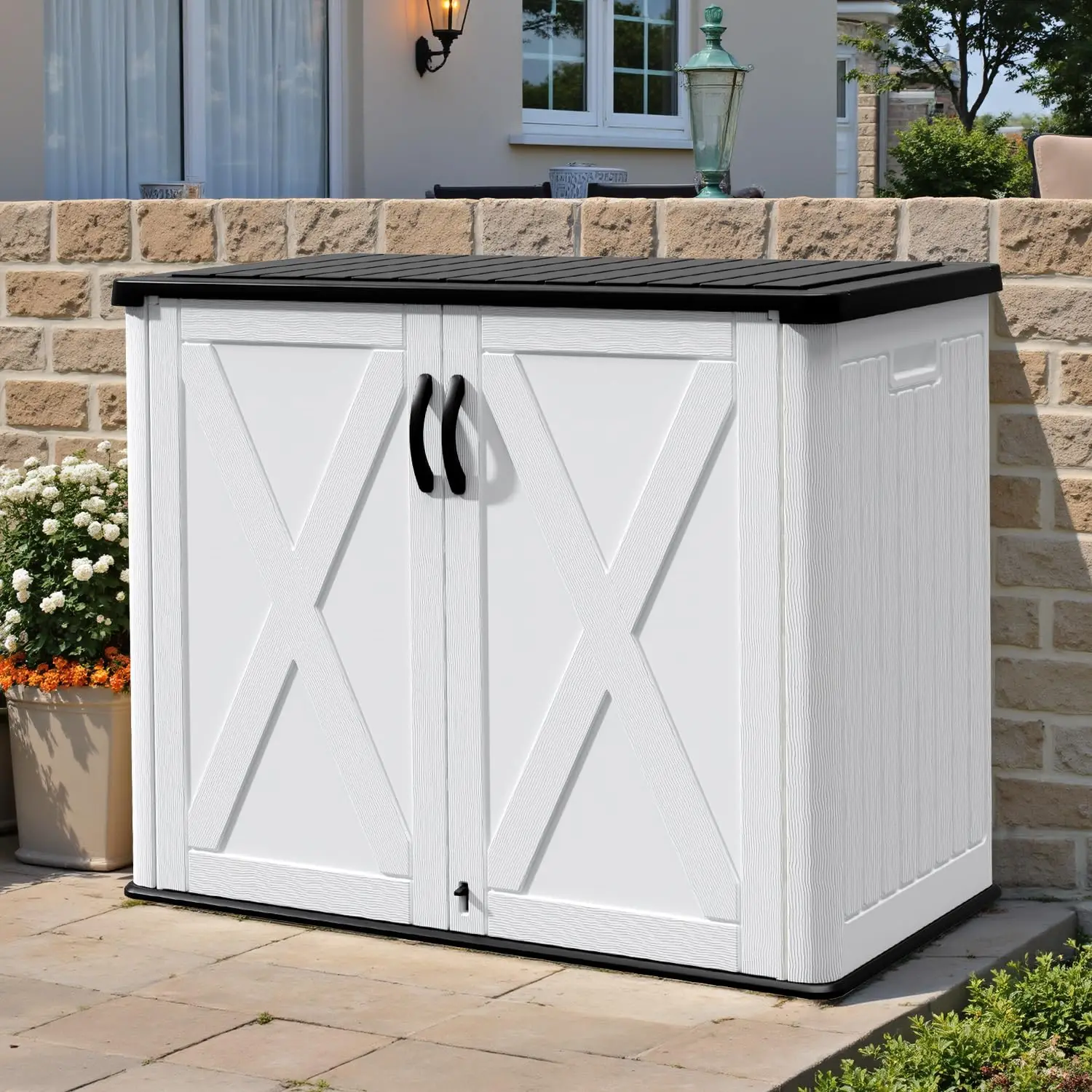 26 Cu.ft Resin Outdoor Storage Cabinet with Lockable Door, White