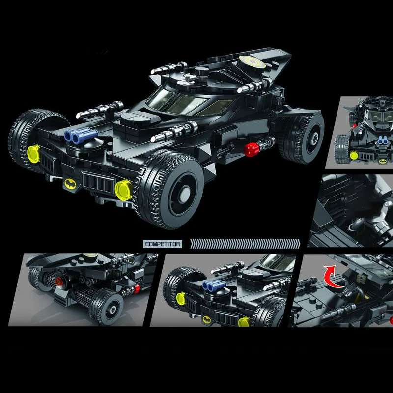 BatMobile – blocs de construction de véhicules de course techniques, 328 pièces, films de course de vitesse avec figurines, Collection de modèles, jouets, cadeau pour adultes