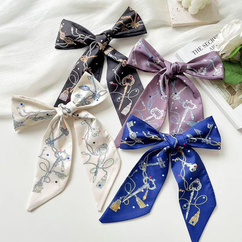 

Retro Key Pattern Long Scarf Versatile Narrow Ribbon for Hair Tie Bag Decor and Shirt Matching Women Stylish Scarf Accessories