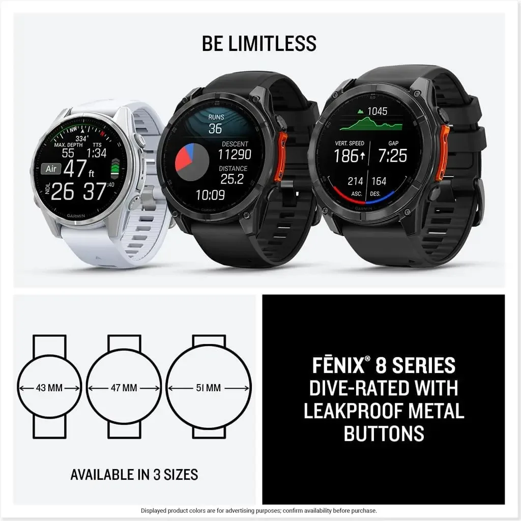 

Совершенно новый. Wearable 4U Garmin Fenix 8 47 мм, умные часы Multisport с GPS, солнечные, сапфировые, углеродно-серый, DLC, титан с черным/
