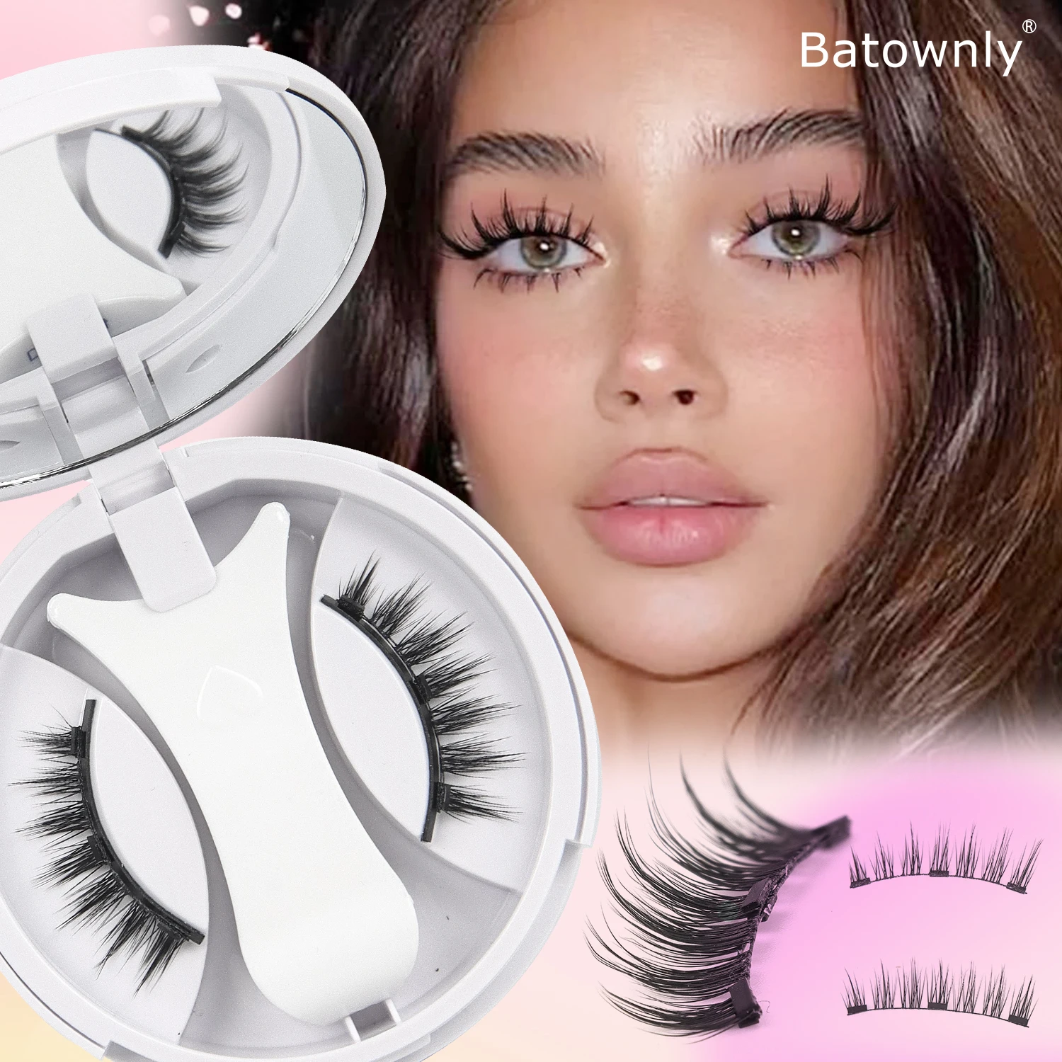 1 Pair of Anime-Style Magnetic False Eyelashes with Eyelash Curler Set, Magnetic Eyelashes with Tapered Tips, Large Devil-Style False Eyelashes, Reusable, Waterproof, Glue-Free Cartoon Magnetic False Eyelashes
