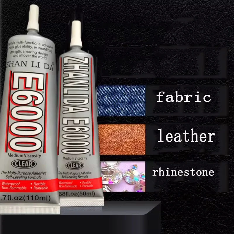 

Strong Transparent Fabric Glue for rhinestone Zhanlida E6000 110ML Adhesive for Leather Clothing Shoe Plastic Wood