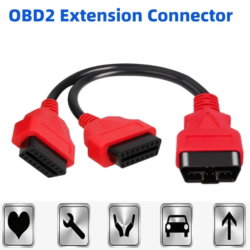 High Quality 30CM OBD Cable 1 In 2 Sliptter Adapter Cable Car 16 Pin OBD2 Male To Female Connector Cable Car OBD2 Extension Wire