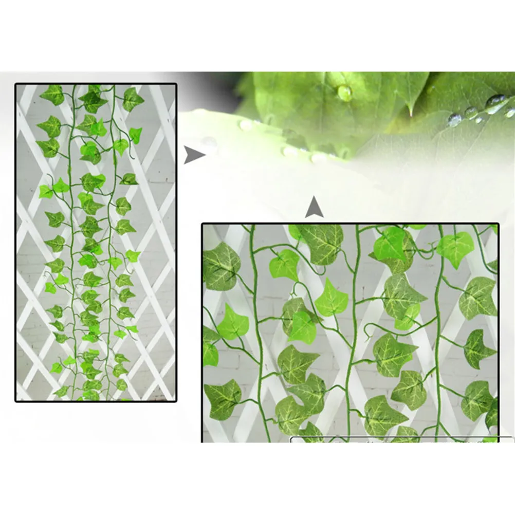 6Pcs 6.5ft Artificial Hanging Vine Foliage Silk Leaves Realistic Lifelike Decor for Wedding Party Home Garden Office Space