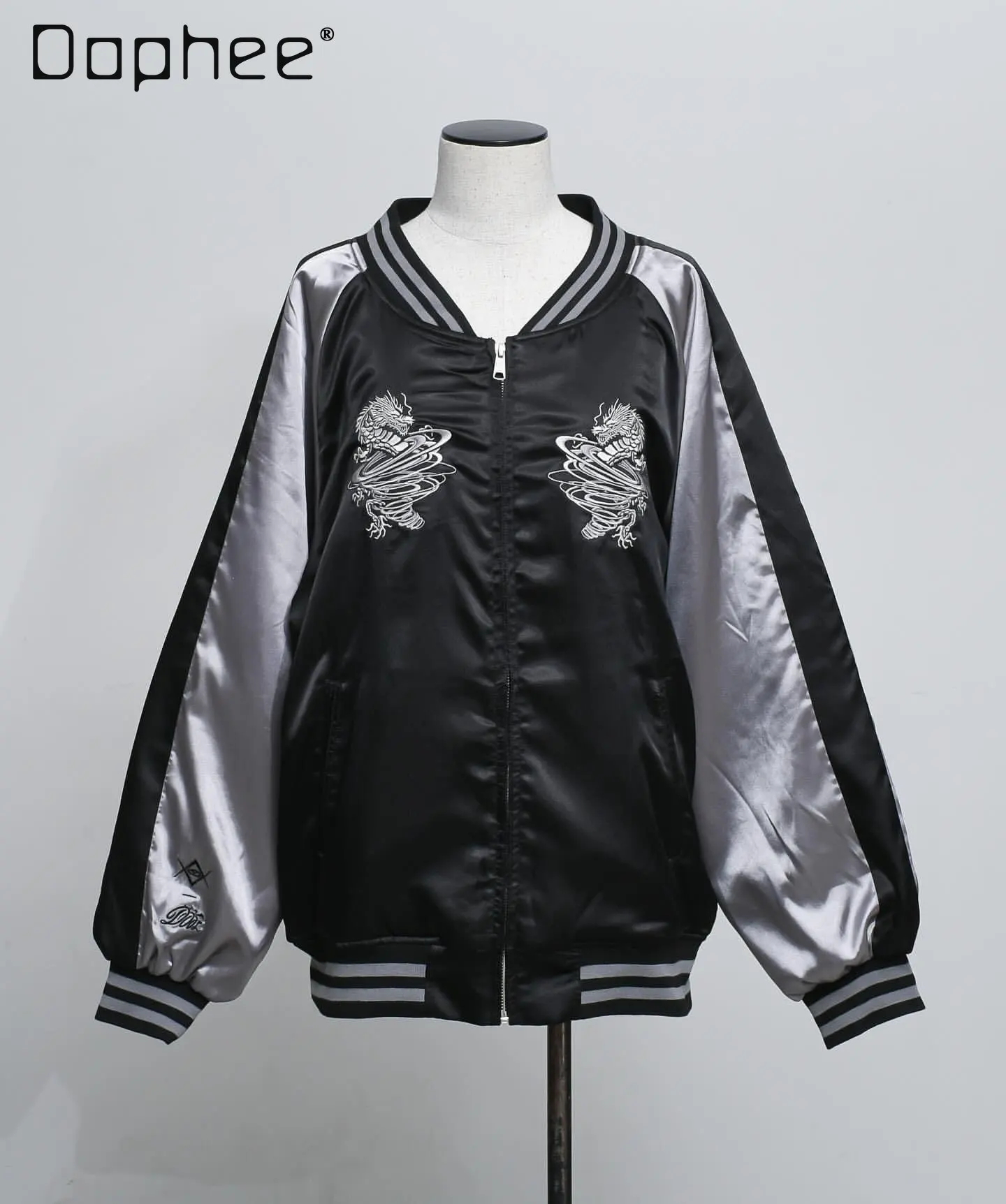 

Subculture Dark Punk Style Heavy Embroidery Loose Baseball Jacket Y2K Street Gothic Patchwork Color Oversized Jackets for Women