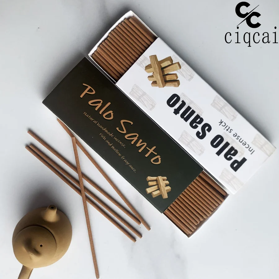 Palosanto Palitos de incienso gruesos hechos a mano de primera calidad, palitos de incienso con aroma fuerte de 12 cm, 45 unidades/caja, polvo de incienso natural, fragancia duradera, adecuados para yoga, meditación, purificación y obsequios, adecuados pa