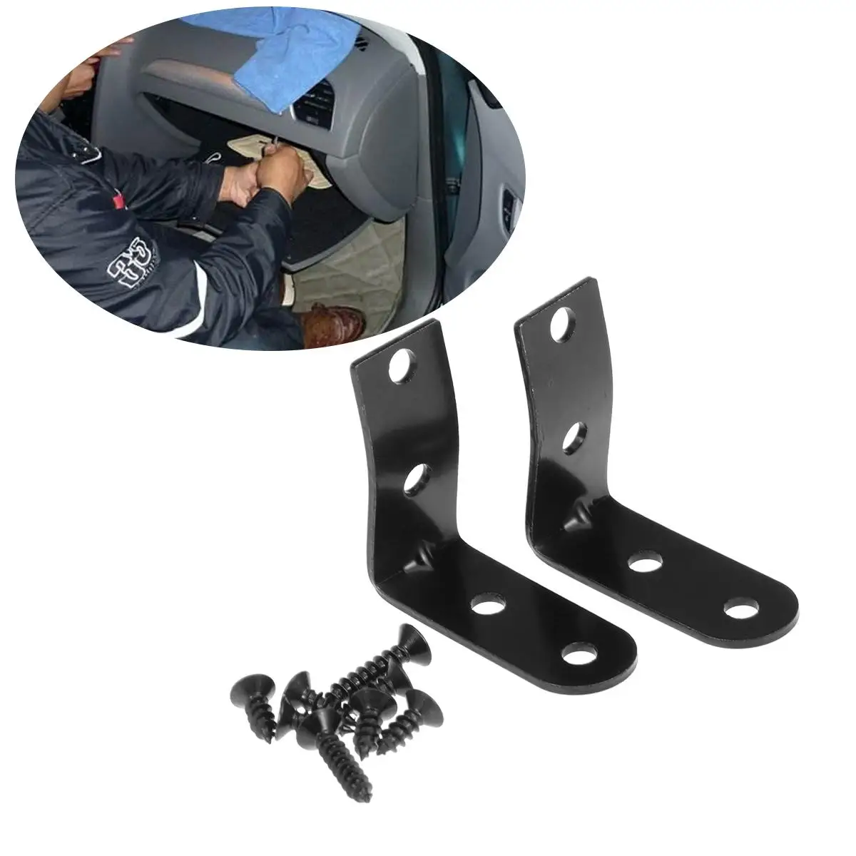 

Glove Box Hinge Repair Kit for 2002-2008 A4 S4 B6 8E Replacement DIY Compartment Lid Hinge Kit Bracket (Black)