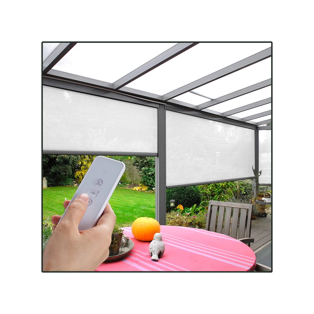 

Настраиваемые: ZSHINE уличные моторизованные рулонные жалюзи с дистанционным управлением, ветрозащитный экран на молнии, электрический экран, рулон, патио, Sun Sha