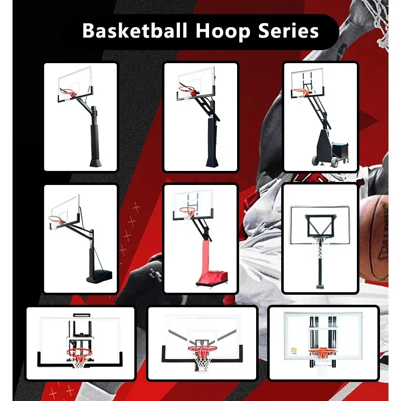 Factory Supply in Ground Training Equipment Tempered Glass Basketball Hoop with Stand Indoor Outdoor Match Competition Use