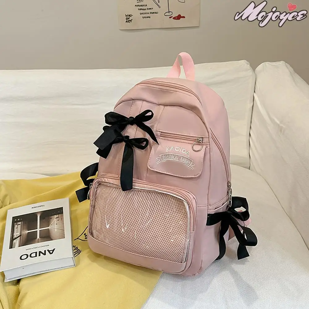 

Classic Bow Backpack Woman Ins Daypack Large Capacity Nylon Book Pack Schoolbag for Teenage Girl Fashion Casual Laptop Bags