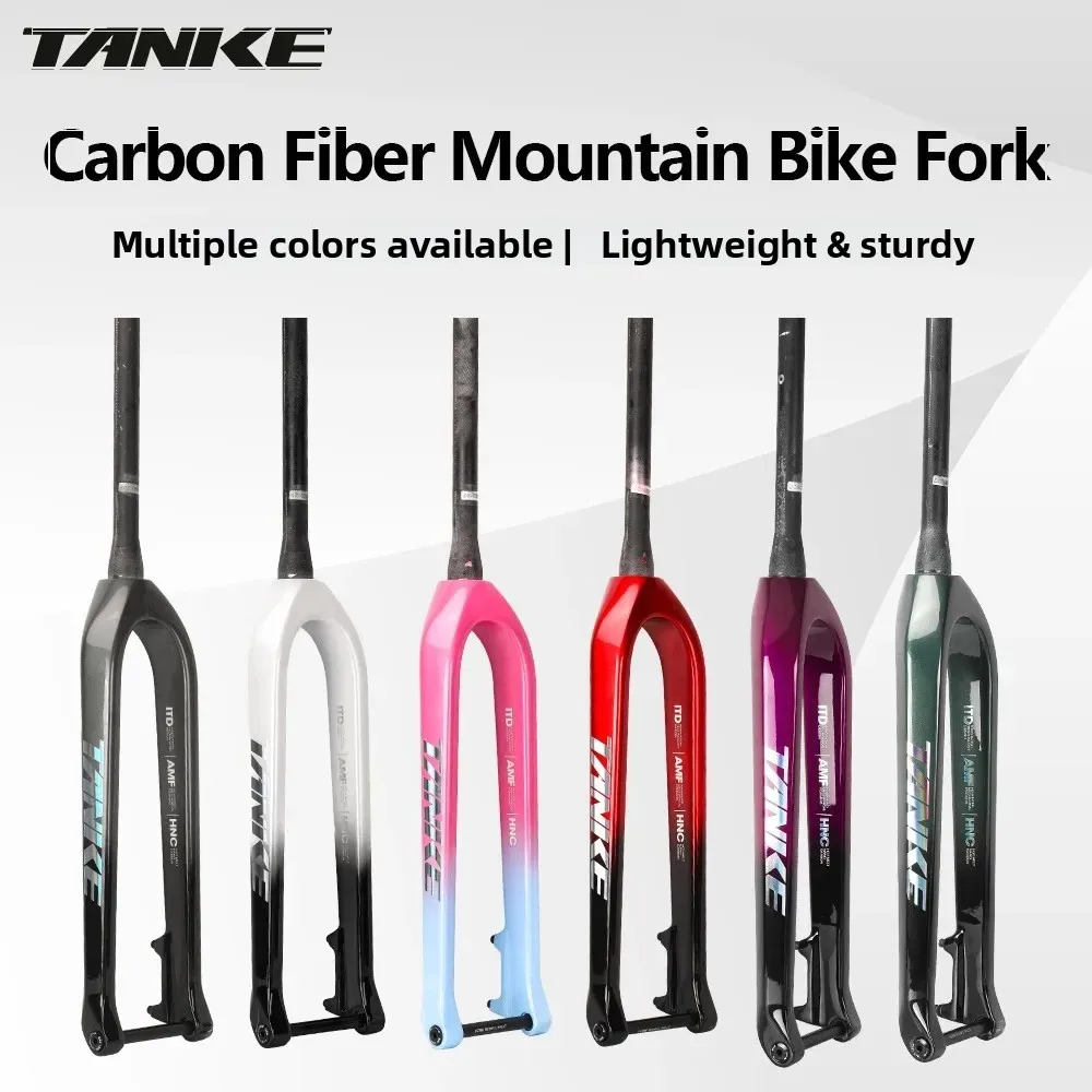 

TANKE MTB Жесткая вилка Велосипедная подвеска из углеродного волокна 26/27,5/29 дюймов Универсальная вилка для горного велосипеда Прямой конус 28,6 мм Boost T800