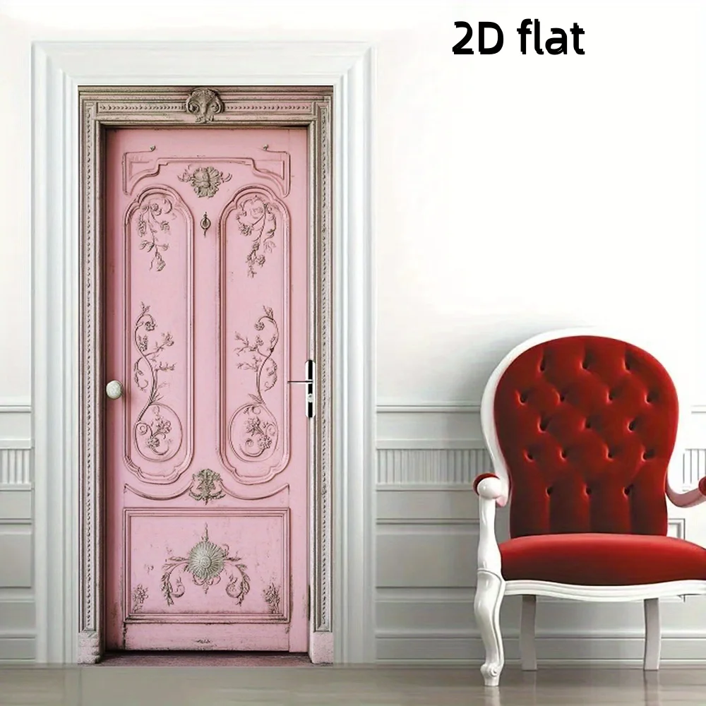 1 pair of self-adhesive floral door stickers - modern white paper door stickers, used for home decoration, easy to peel off wall