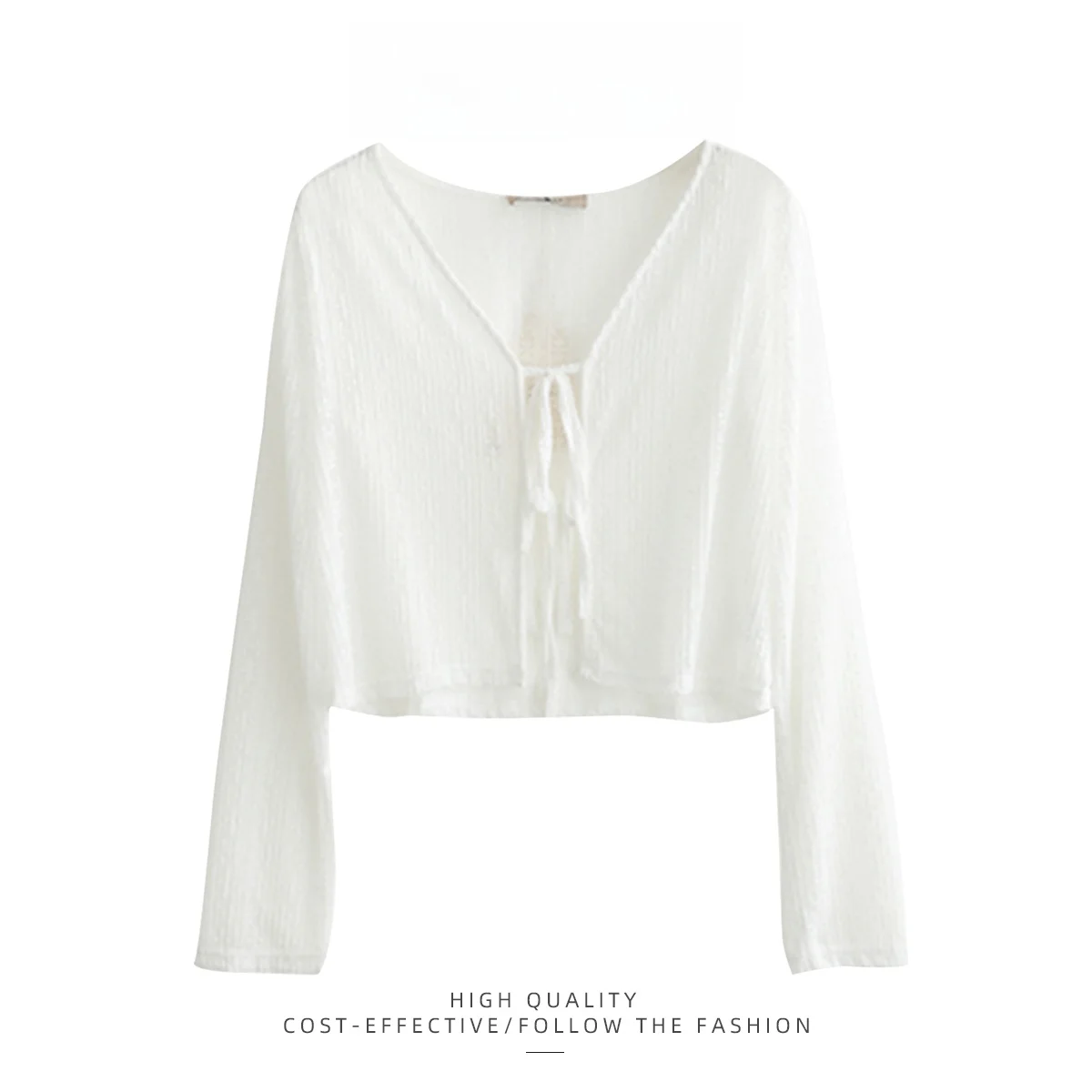 

White Summer Thin Cardigan Women's Outerwear awl Cover-Up Strap Vest Top Tulle Sunscreen Clothes V-Ne Long Sve ort S...