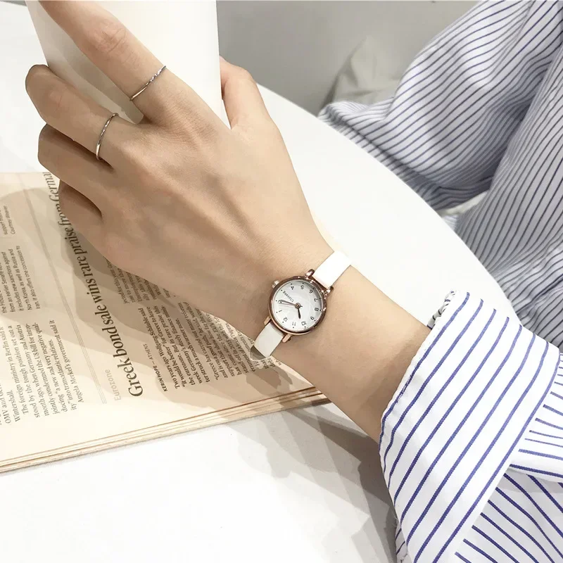 2024 Simple Small Dial Women White Watch Ulzzang Luxury Brand Quartz Female Clock Retro Watches Vintage Leather Watch for Women