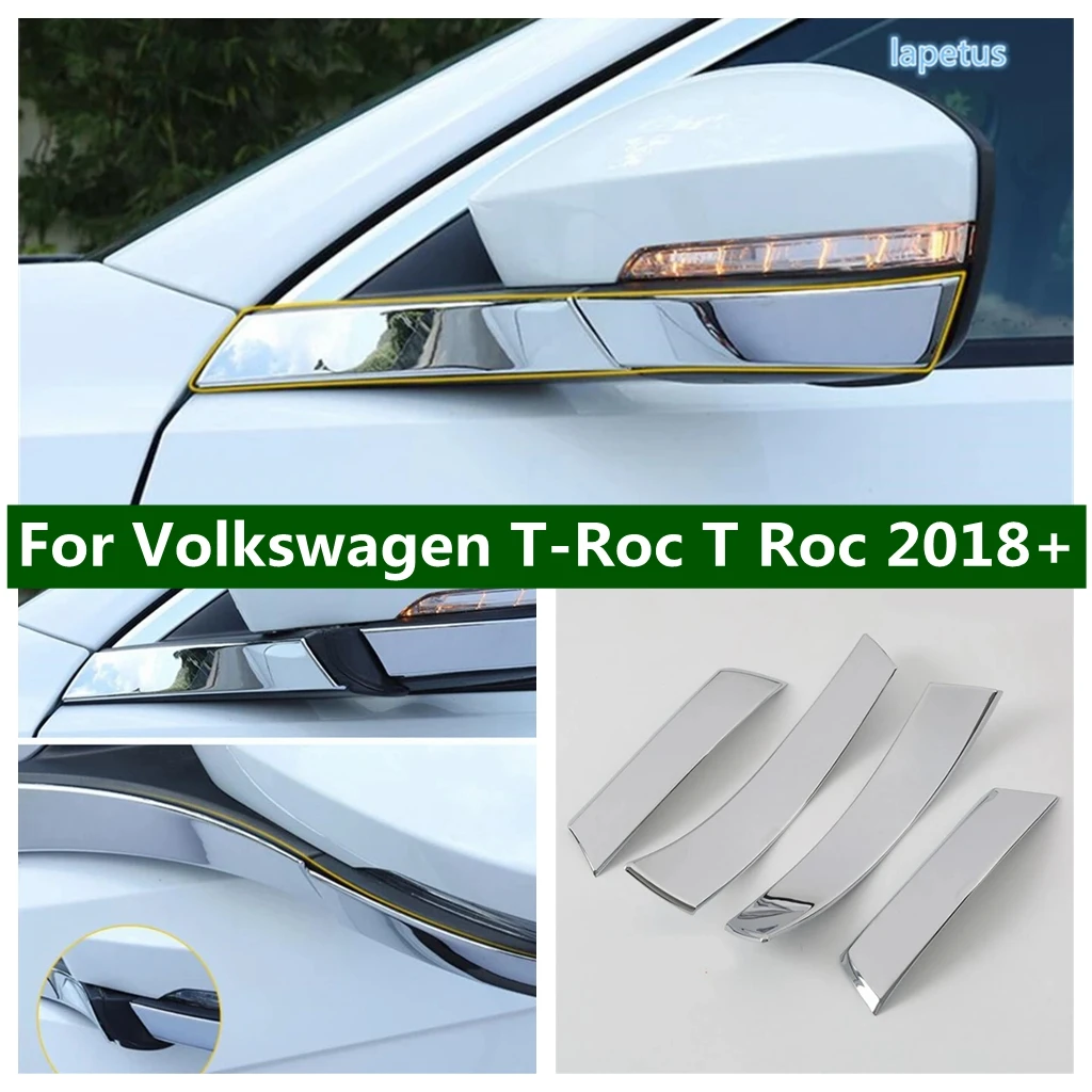 ABS Chrome Side Rearview Mirror Protector Streamer Decor Frame Cover Trim For Volkswagen T-Roc T Roc 2018 - 2024 Car Accessories