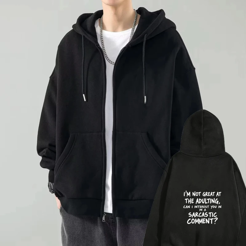 

Мужская куртка с капюшоном черного цвета с принтом «Я не отлично на извинениях» Можно вы просто сделать саркастический комментарий Повседневная уличная одежда для