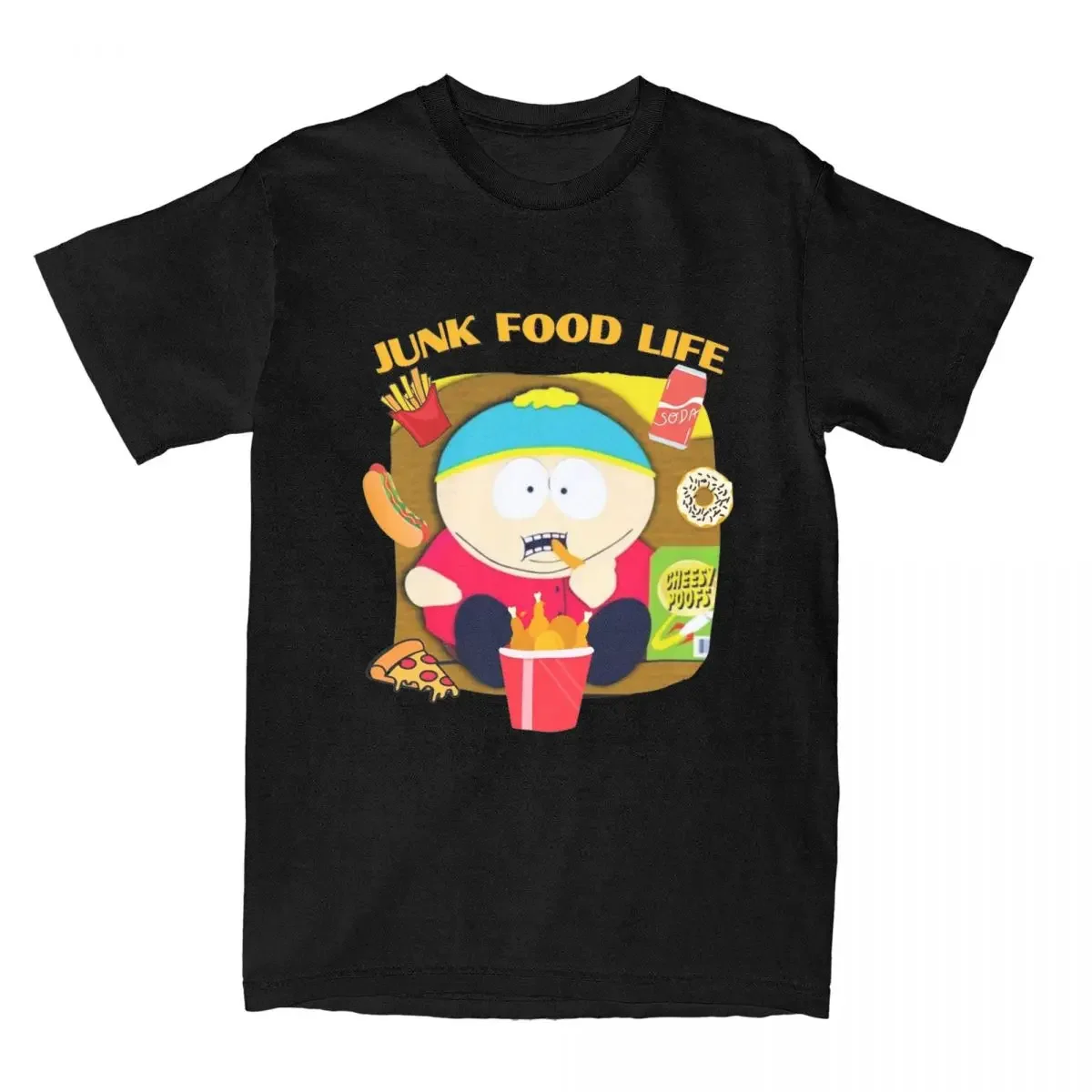 Crew Neck Junk Food Life Cartman Tees Short Sleeve Tops harajuku South-Parks Cartoon T Shirts Men Pure Cotton Casual T-Shirts