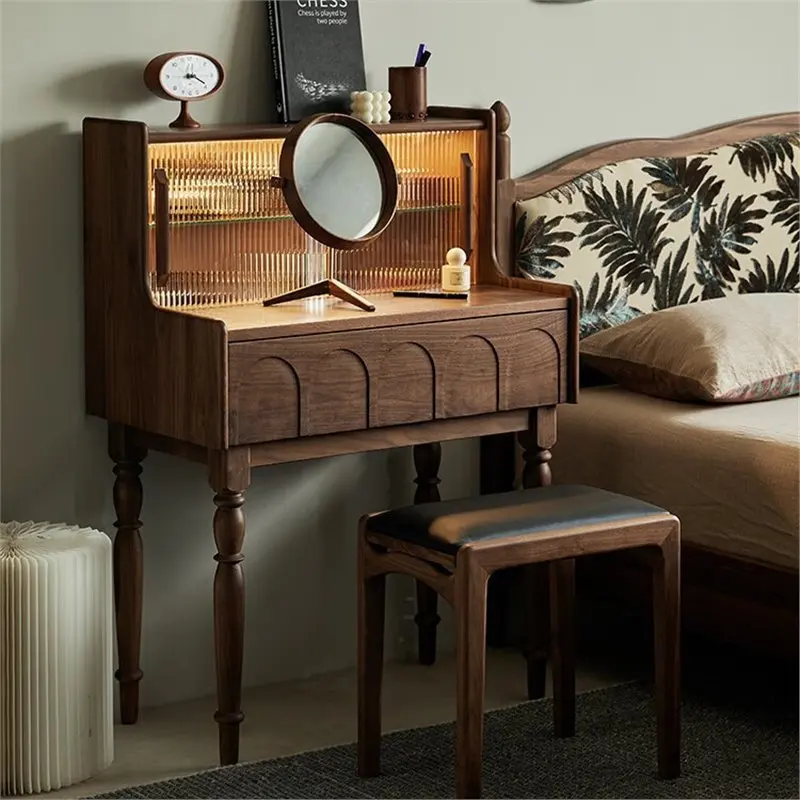 

All solid wood small apartment bedroom medieval makeup table