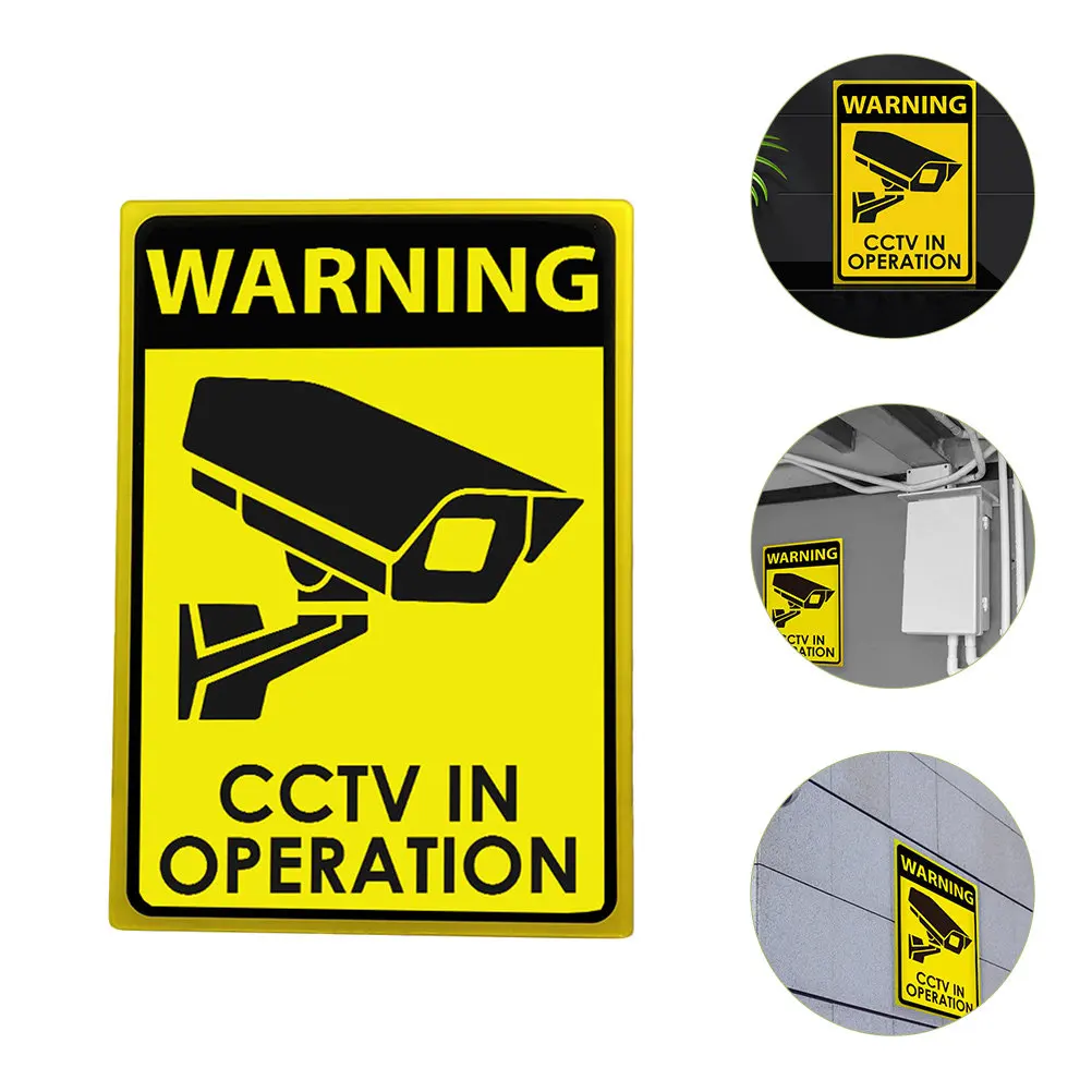 High-Strength Acrylic Camera Warning Sign Cctv in Operation Security Monitoring Sign for Home Yard Restaurant Hotel