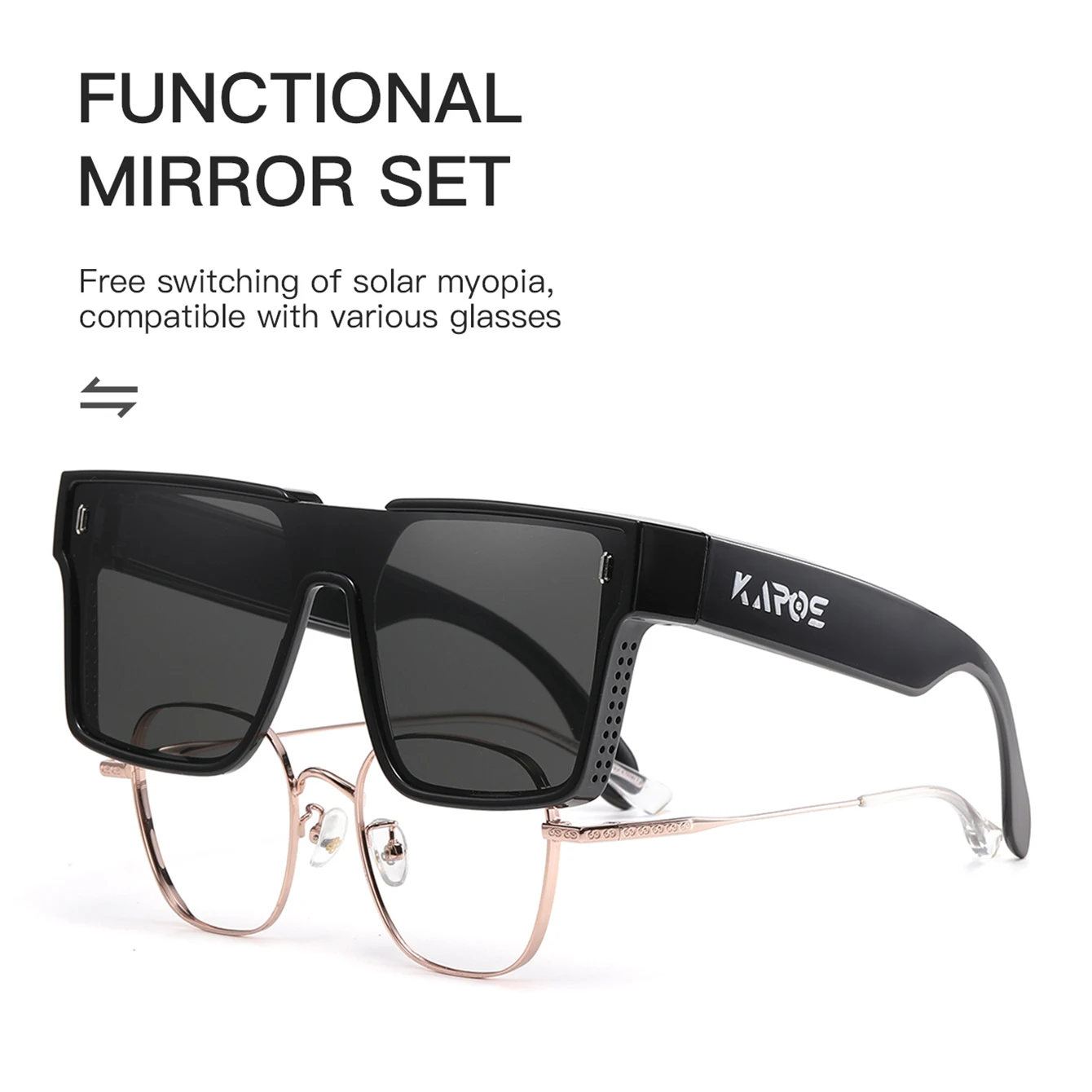 KAROS Neue Modische Polarisierte Sonnenbrille zum Überziehen von Korrekturbrillen, Tragbare Vintage-Brille für Männer und Frauen zum Angeln und Autofahren