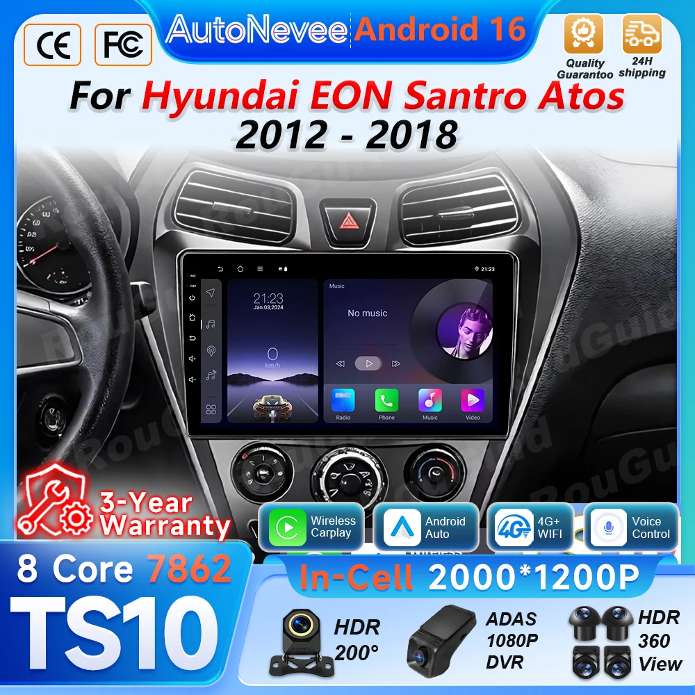Car Radio Autoradio Carplay Android For Hyundai EON Santro Atos 2012 - 2018 GPS Navigation Multimedia Player Plug And Play Wifi