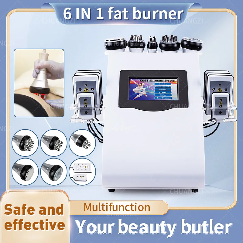 6 in 1 Tool 40K Cavitation Ultrasonic Body Slimming Machine Multi-Polar Frequency Anti-Wrinkle Rejuvenation Skin Lift Tighten