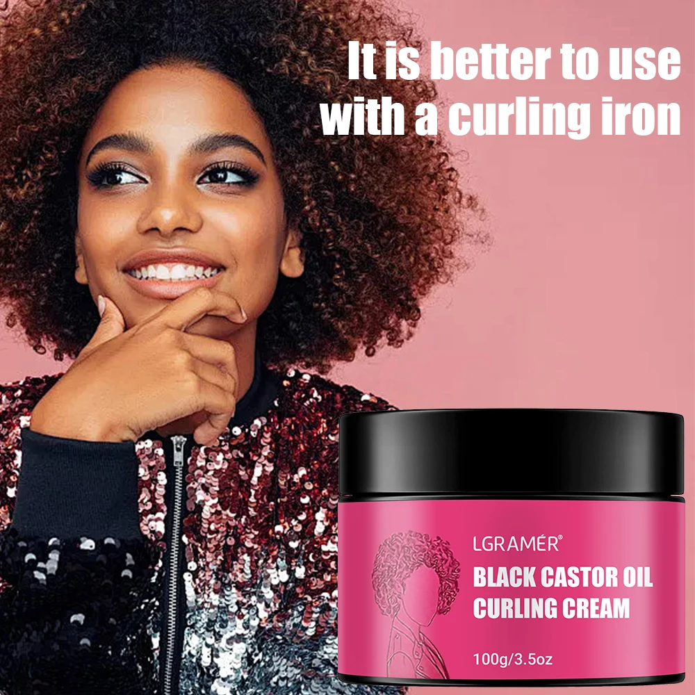 LGRAMÉR Black Castor Oil Curl Defining Cream Non-stick Hydrates & eliminates frizz, Hair-Smoothing Anti-Frizz Cream to Define