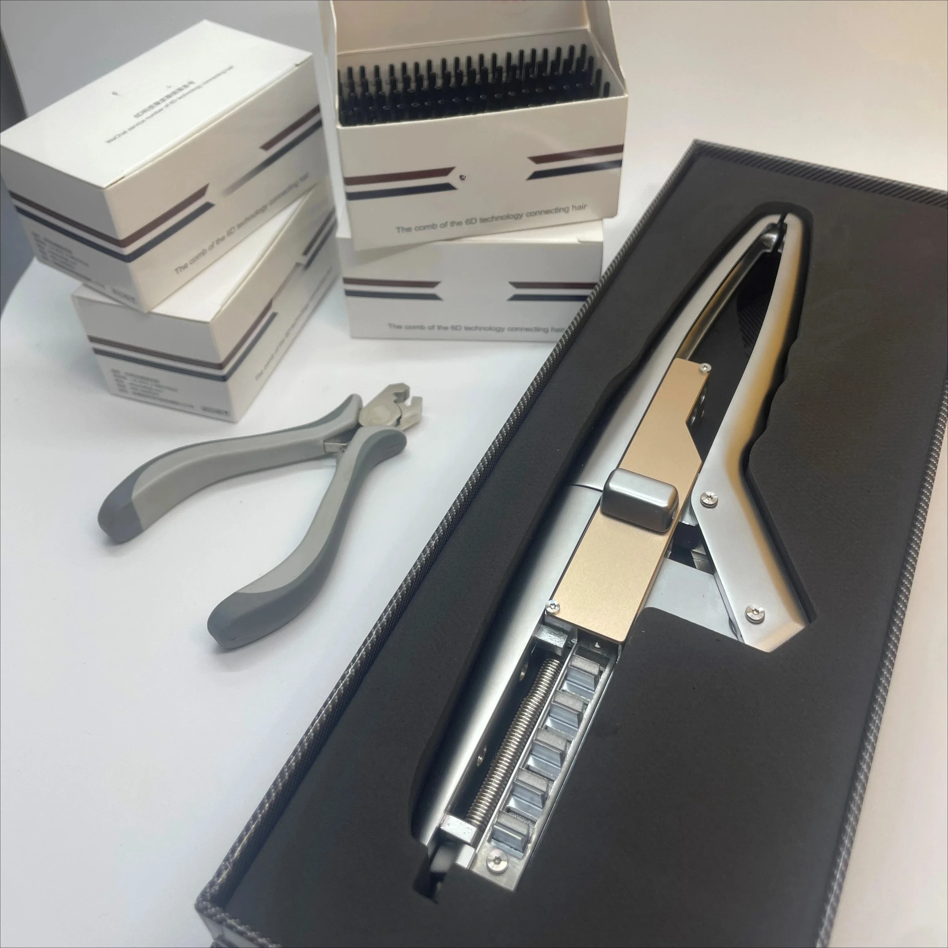 6D Hair Extension Machine 1st 2nd 3rd Gen with Plier Set & Hair Strands Seamless Fast Extension Tool