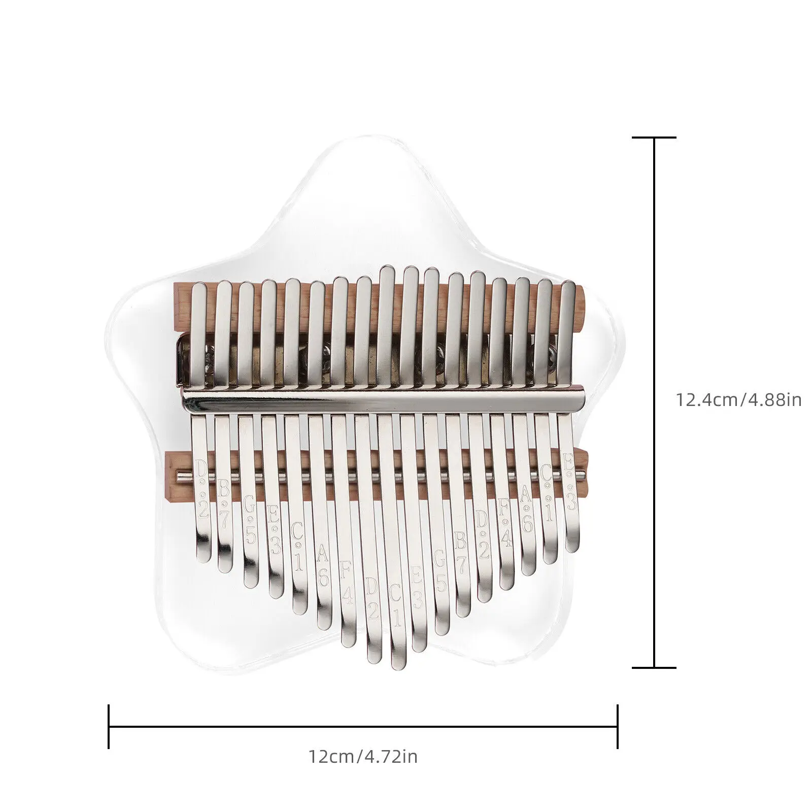 Acrylic Kalimba Piano 17 Keys Mbira Crystal Finger Piano Musical Instruments Christmas Gift for Kid Adult Beginners Star Shape