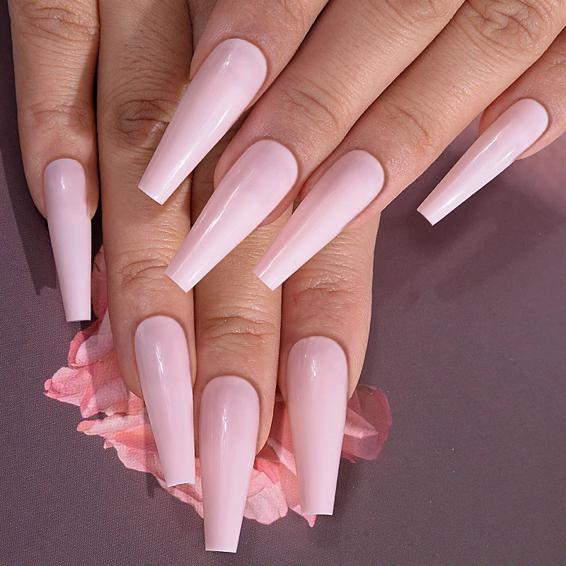 Multi Colored Solid Color Handmade Press on Nails Wearable Nail Kit with Simple Square Almond Shaped Nail Strap False Nails 