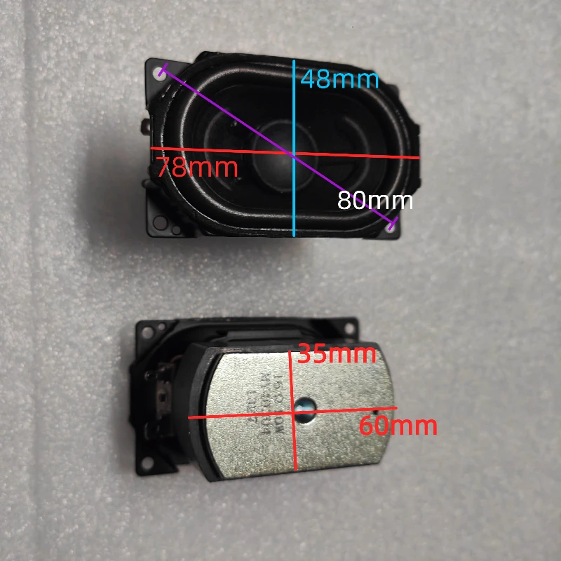 GHXAMP 프리미엄 48x78mm 직사각형 전대역 스피커 - 16옴, 10W, 대형 자석, 접이식 프레임 2개