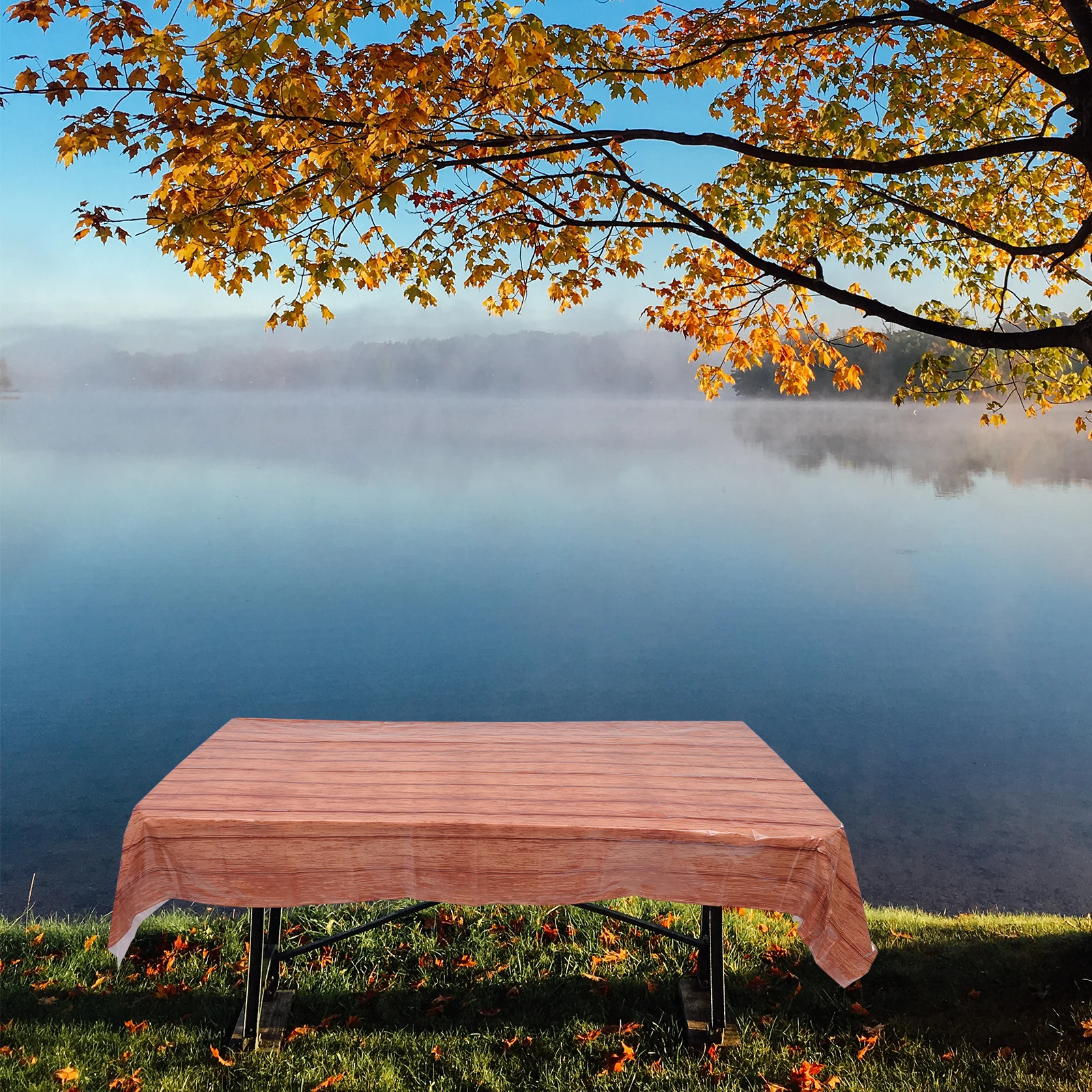 

4pcs Wood Grain Tablecloth Style Waterproof Decorative Rectangle 137x274 Birthday Wedding Party Table Cloth