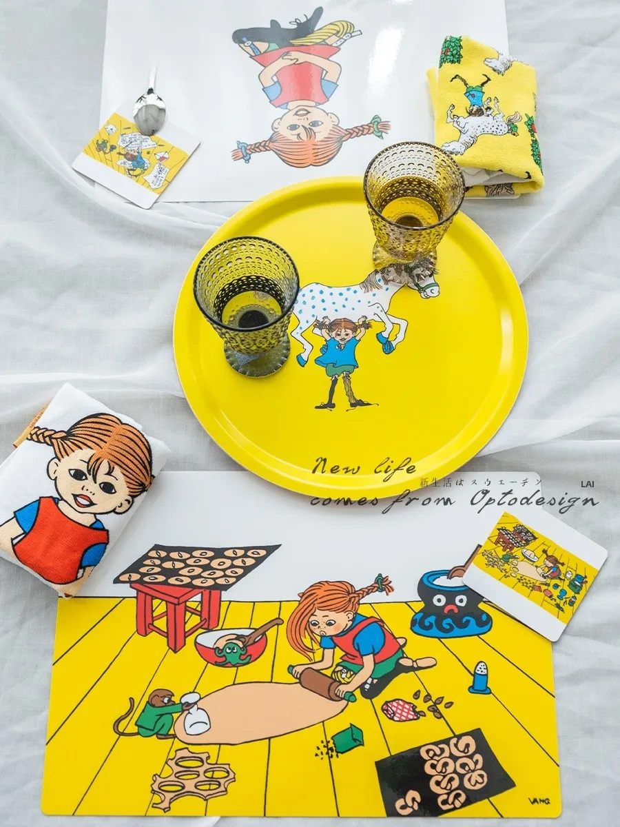 

Водонепроницаемый коврик-поднос Nordic Optodesign Long Sos PiPi Plate Cup Mat для тарелок, женская посуда для обеда, с мультяшным рисунком
