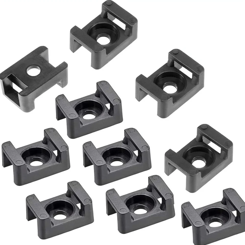 Professional Wire Organizer Saddles Screw Mounted Cable Tie Bases Industrial Strength Management Mounts Black Hardware