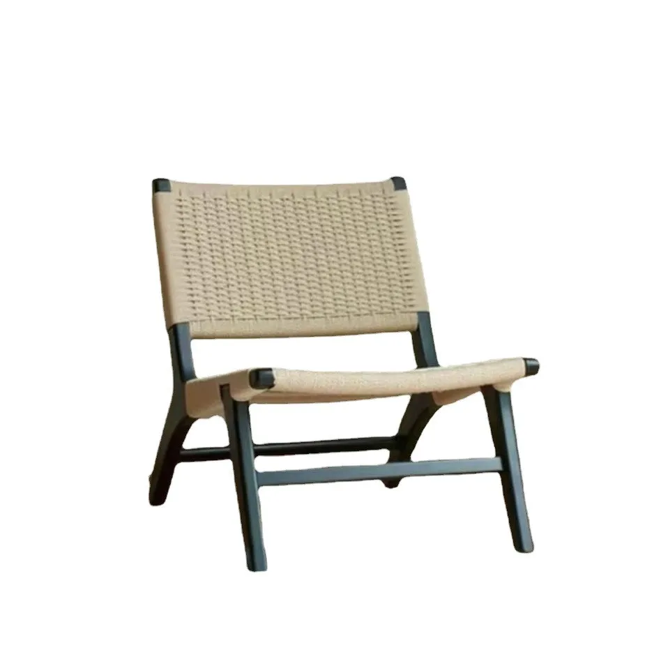 

Saddle Nordic solid wood sofa retro single balcony B & B leisure medieval Japanese rope woven lazy