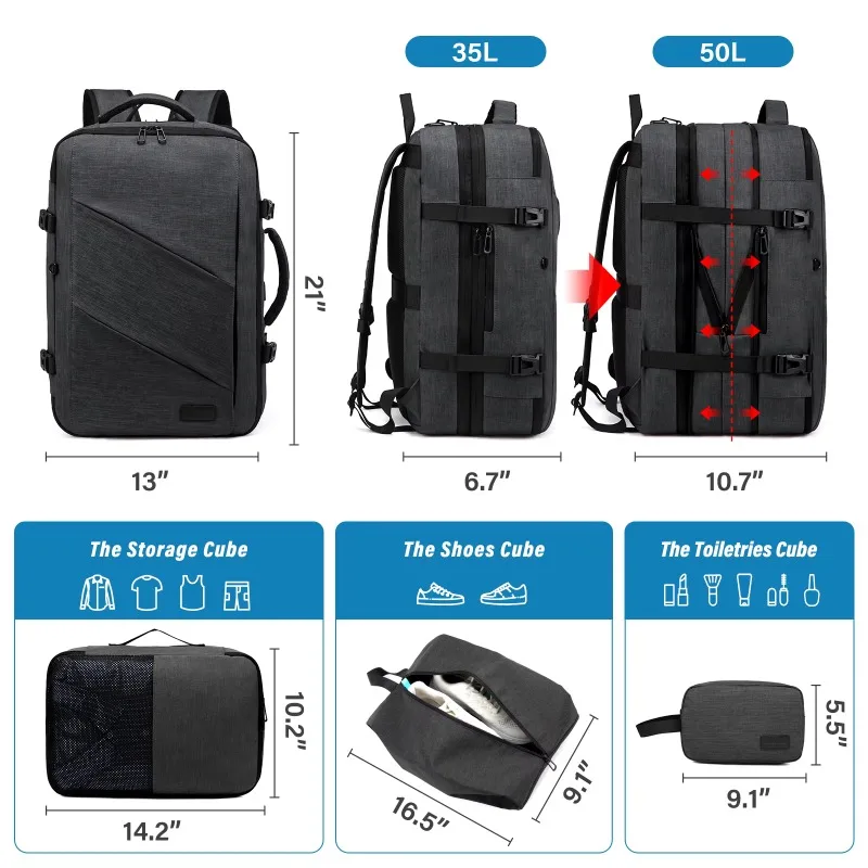 

2023 40L Легкий одобренный рюкзак для ручной клади Большие противоугонные дорожные сумки Большой 17 дюймов 18 дюймов Мужчины Женщины Ноутбук Путешествия