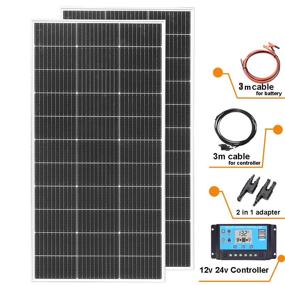 Stijf zonnepaneel 1200W / 600W /480W/ 360W / 240W / 120W Zonnepanelen oplader batterij Oplaadmodule Cel Voor Auto Boot Thuis RV